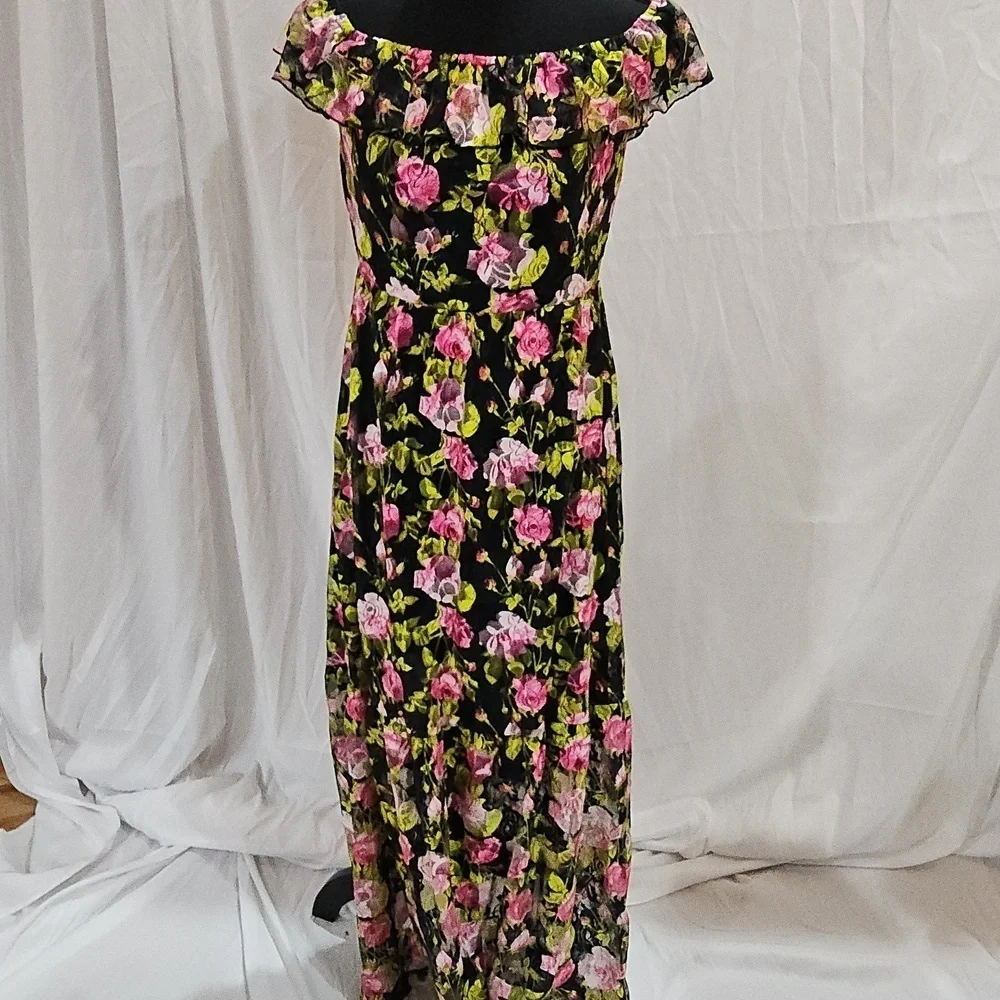 Betsey Johnson | Dresses | Blackfloral Betsey Johnson Maxi Dress | Poshmark